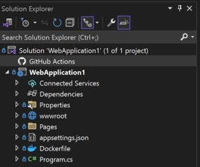 솔루션 탐색기의 GitHub Actions 노드를 보여 주는 스크린샷