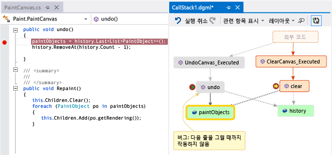 호출 스택 코드 맵의 메서드와 관련된 필드 - DebuggerMap_ShowedFields