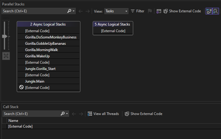 코드 수정 후 디버거 컨텍스트의 스크린샷