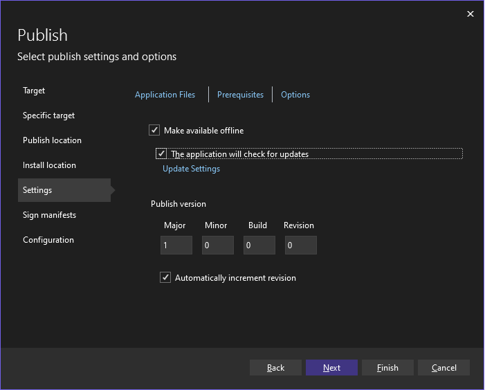 게시 설정 지정