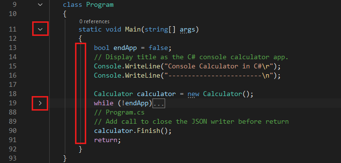 빨간색 상자가 있는 Visual Studio IDE를 보여주는 스크린샷