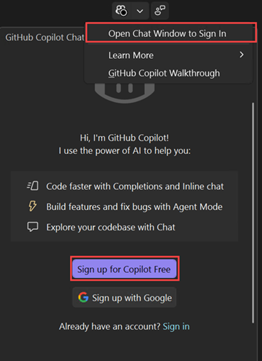 코필로트가 비활성 상태인 경우의 코필로트 배지 스크린샷