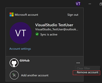 계정 제거 스크린샷