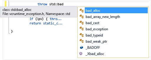 Visual C++ 멤버 목록