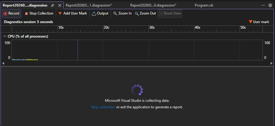 컬렉션 중지 단추를 보여 주는 스크린샷