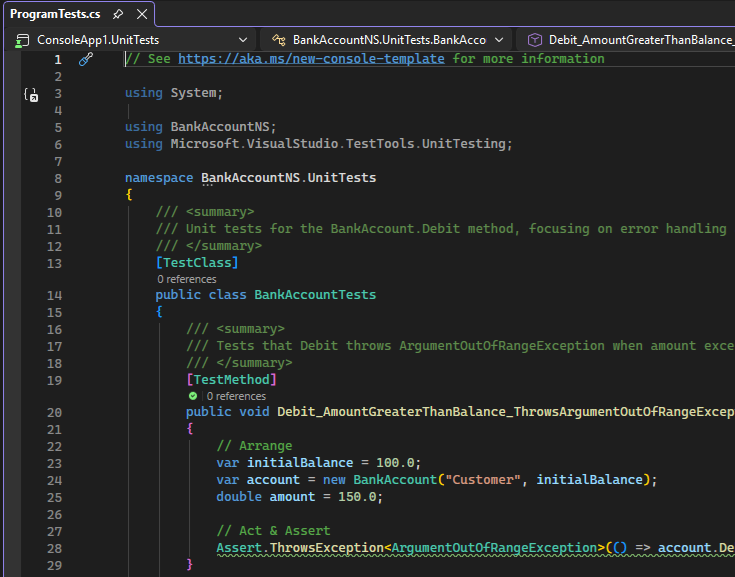 생성된 샘플 테스트의 스크린샷.