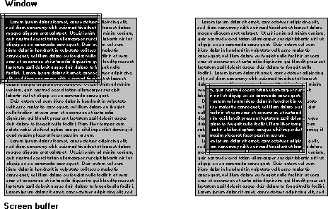 콘텐츠의 큰 버퍼 주위에 화면 버퍼 창 이동