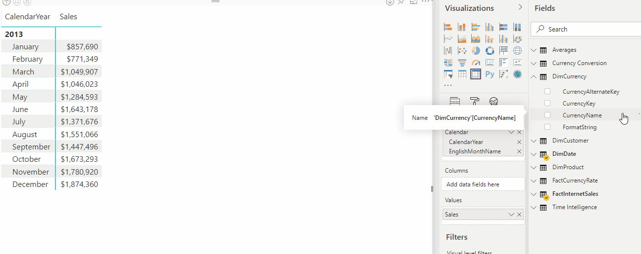 Dynamische notatietekenreeks voor valutaconversie toegepast