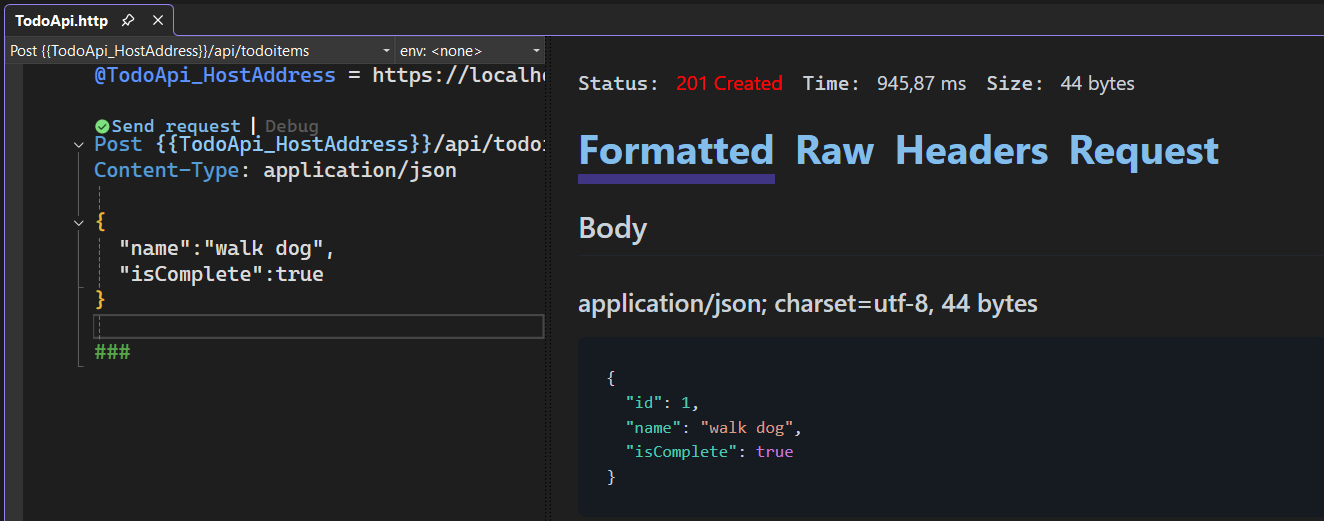.http-bestandvenster met reactie van de POST-aanvraag.