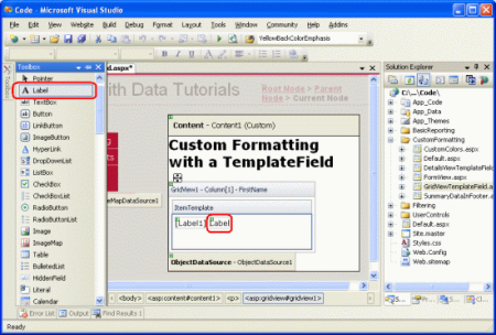 Voeg een Label-webcontrol toe aan de ItemTemplate van de FirstName TemplateField
