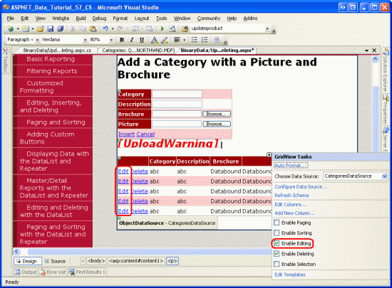 GridView configureren ter ondersteuning van bewerken