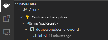 Schermopname van de afbeelding die is geplaatst in Azure Container Registry.