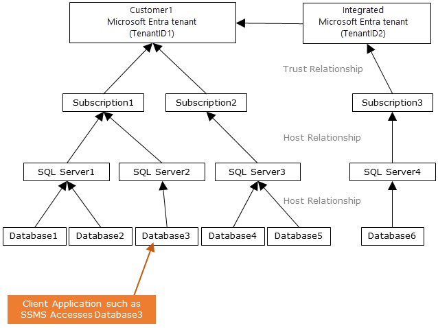 Diagram toont de relatie tussen abonnementen in de Microsoft Entra-configuratie.