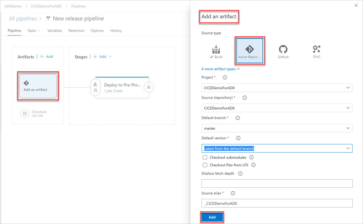 Schermopname die laat zien hoe u een artefact toevoegt.