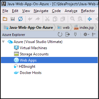 IntelliJ toolkit met de Azure Explorer