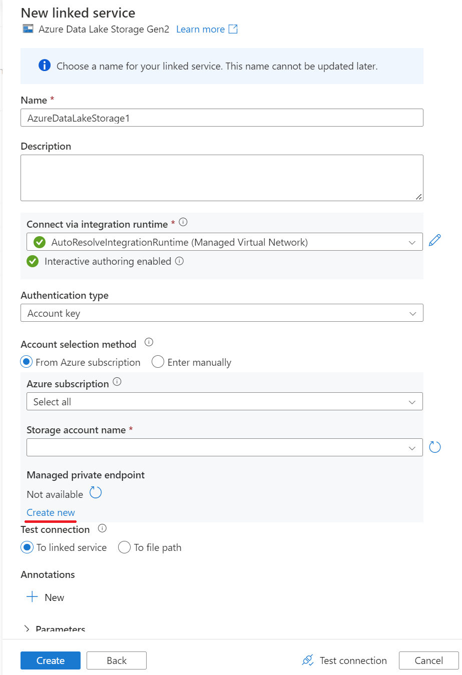 Schermopname van een nieuw Azure SQL Server 2022-database met gekoppeld service privé-eindpunt 1.