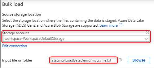 Schermopname van het selecteren van een bronlocatie.