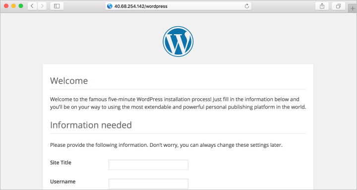 Installatiepagina voor WordPress