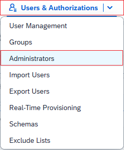 Schermopname van de beheerconsole van SAP Cloud Identity Services.