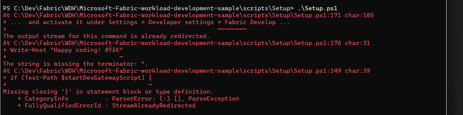 Schermopname van de installatiefout in PowerShell.
