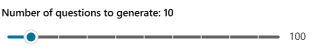 Screenshot met de schuifregelaar om te selecteren hoeveel vragen je wilt genereren.