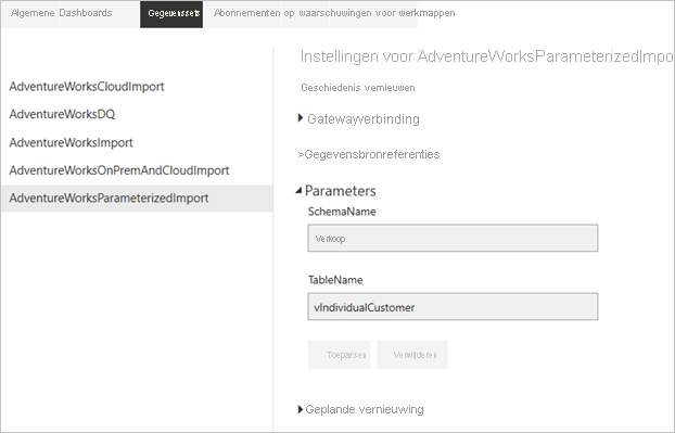 Configureer queryparameters