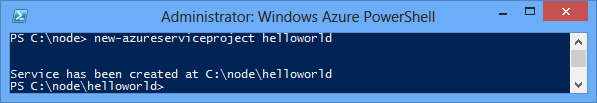 Het resultaat van de New-AzureService helloworld-opdracht