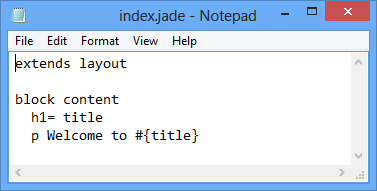 De inhoud van het bestand index.jade.