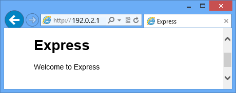 Een webpagina met een welkomstbericht voor Express.