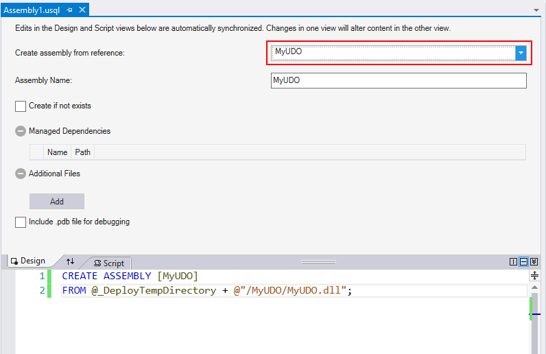 Data Lake Tools voor Visual Studio—assembly maken vanuit referentie