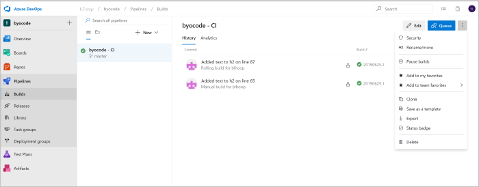Azure Pipelines-builds pagina