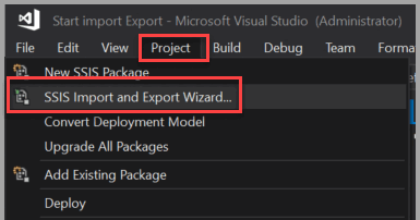 Schermopname van de Start-wizard voor Project.