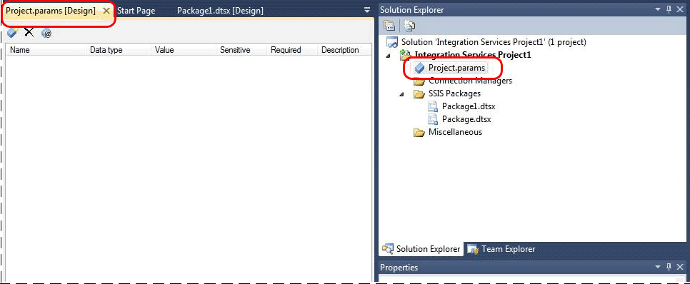 Venster Projectparametersvenster Projectparameters