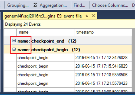 Schermopname van nieuwe weergave na groeperen.