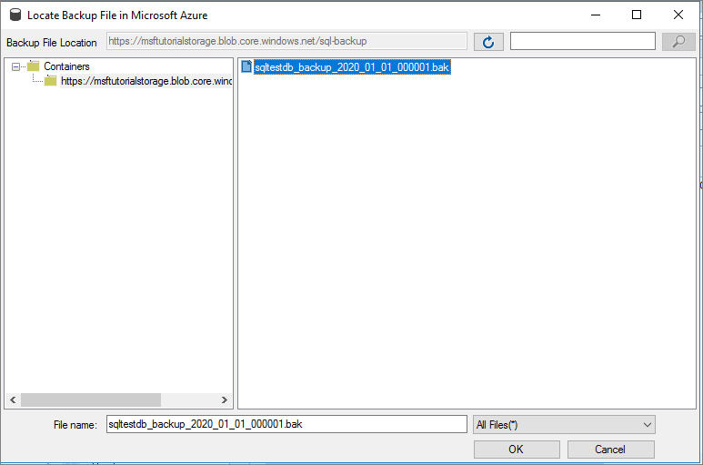Herstelbestand selecteren
