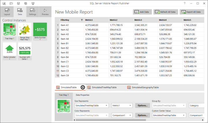 DIagram van de onderdelen van de gegevensweergave.