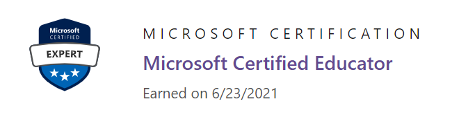 Schermopname van de transcriptierecord van een Microsoft Certified Educator Certification-prestatie