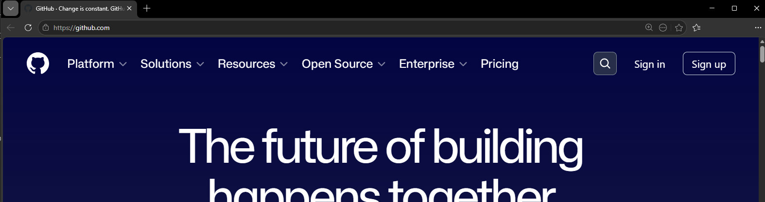 Schermopname van de aanmelding voor GitHub page.