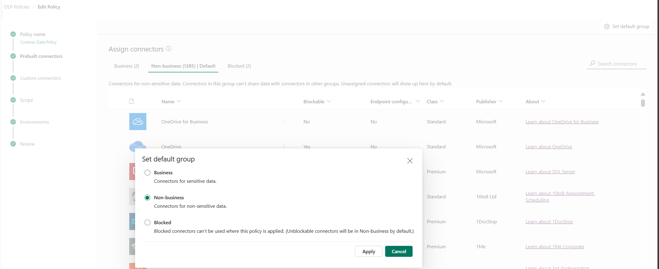 Set default group for a data policy. Set default group.