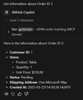 Screenshot dos resultados do chat em Visual Studio Code.