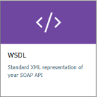 A captura de tela mostra o bloco WSDL para importar sua API SOAP.