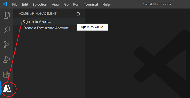 Entre no Azure por meio da extensão de Gerenciamento de API para VS Code
