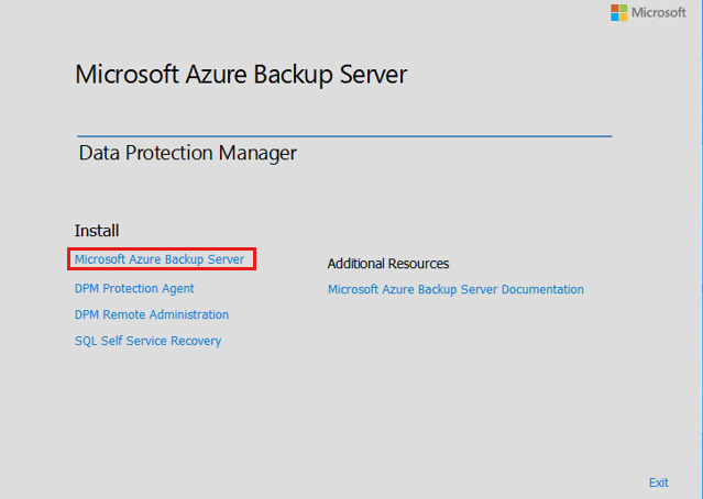A captura de tela mostra o Assistente de Instalação de Backup do Microsoft Azure.