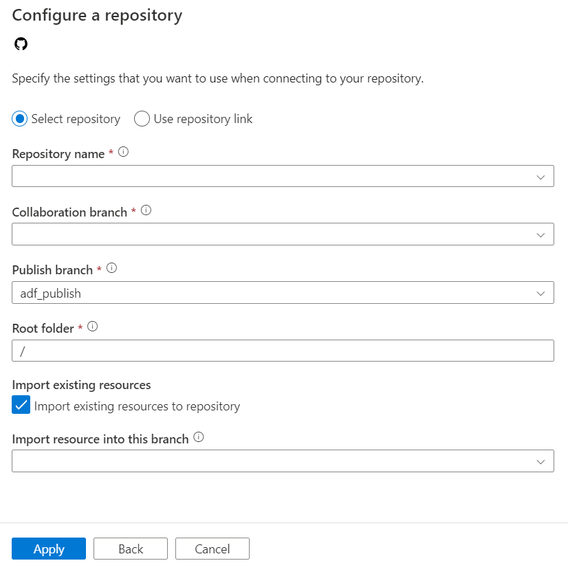 GitHub configurações do repositório