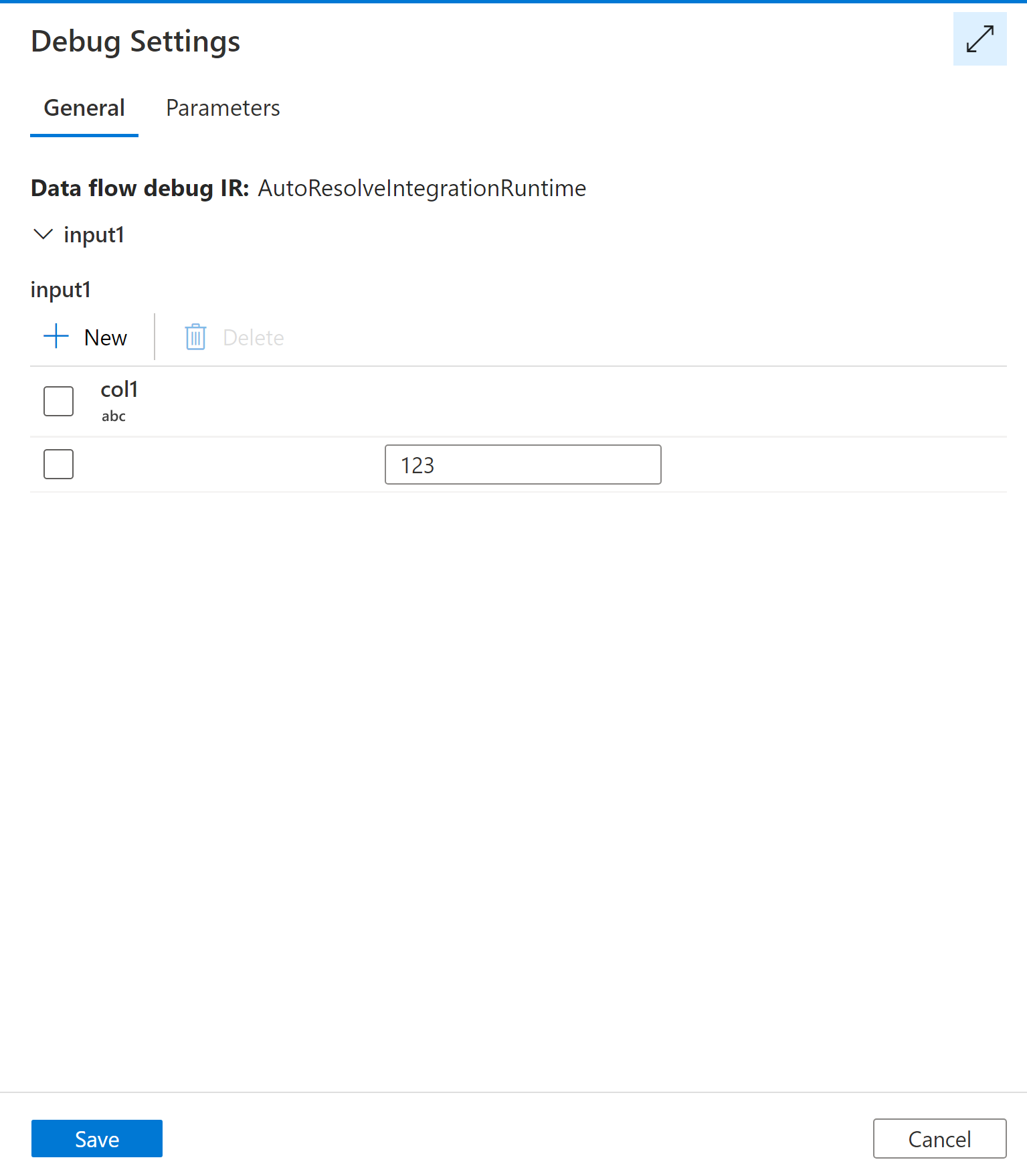 Captura de tela mostrando as Configurações de Depuração e como inserir dados de teste para depuração.