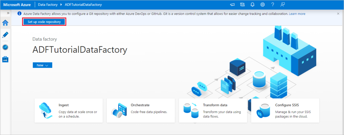 Configurar um repositório de código a partir da home page