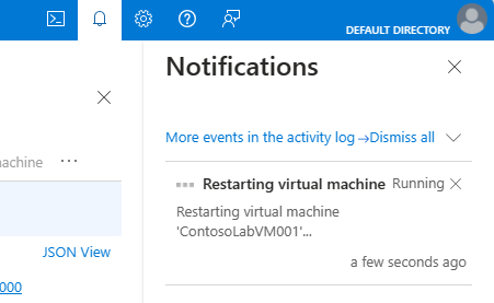 Captura de tela mostrando o botão de notificação e a mensagem.