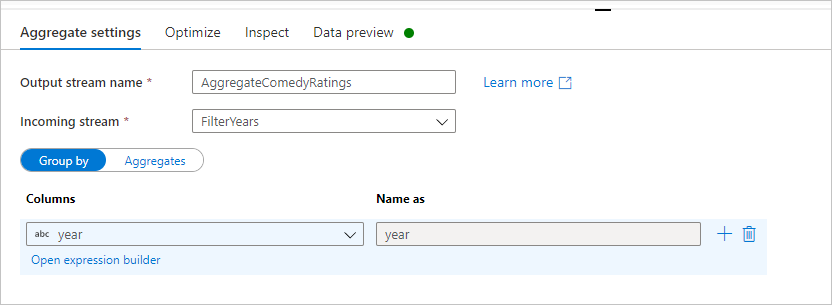 Configurações de agregação 1