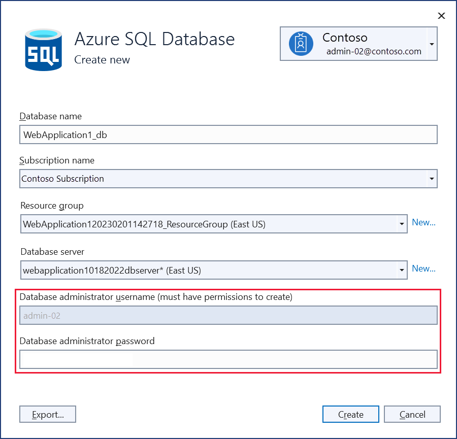 Caixa de diálogo Novo Banco de Dados SQL do Azure