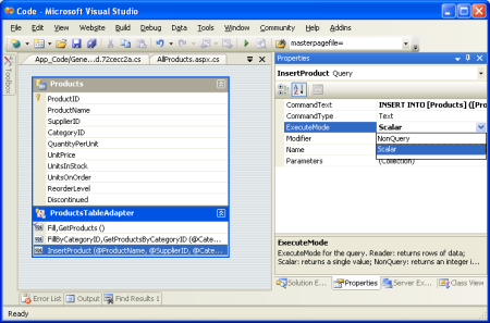 Alterar a propriedade ExecuteMode para Scalar